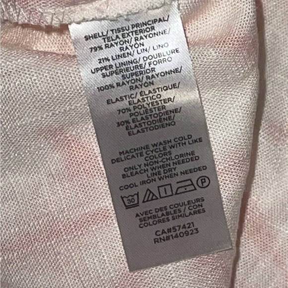 NEW Loft M Cream Coral Pink Star Print Tie Dye Peplum Cami - Picture 5 of 5